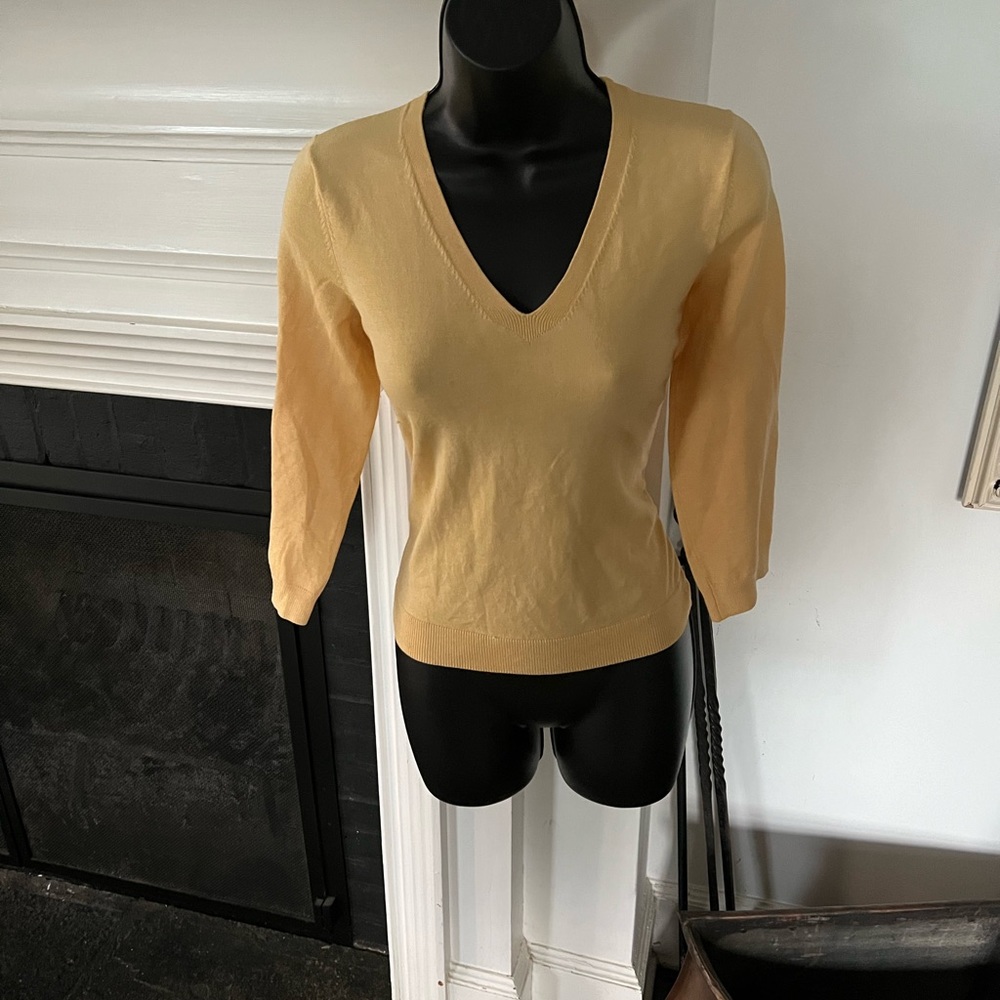 Yellow V-neck good as new Josephine Chaus sweater